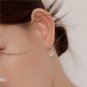 Beautiful Pure CZ Beads Border Heart 925 Sterling Silver Leverback Earrings