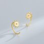 Women CZ Sun Sunshine Hook 925 Sterling Silver Stud Earrings