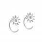 Women CZ Sun Sunshine Hook 925 Sterling Silver Stud Earrings