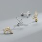 Oval CZ Wings Flying 925 Sterling Silver Screw Stud Earrings