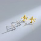 Gifts Women/Men  Airplane Rhinestone Plane 925 Sterling Silver Stud Earrings