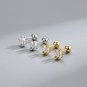 Mini Oval Leaf CZ Crown Women 925 Sterling Silver Stud Earrings