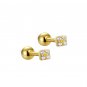 Graduation Geometry CZ Square 925 Sterling Silver Stud Earrings