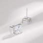 Office 4 Prong Emerald CZ Geometry 925 Sterling Silver Stud Earrings