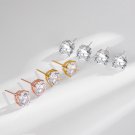 Classic Four Claw Round CZ 925 Sterling Silver Stud Earrings