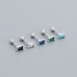 Geometry Mini CZ Rectangle Turquoise 925 Sterling Silver Stud Earrings