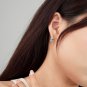 Honey Moon Created Turquoise Heart Silver Leverback Hoop Earrings