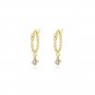 Office Beads Cirlce Round CZ 925 Sterling Silver Hoop Earrings