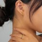 Graduation Colorful CZ C Shape 925 Sterling Silver Hoop Earrings