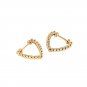 Geometry Beads Hollow Heart 925 Sterling Silver Hoop Earrings