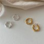 Lady Twisted Cross Circle 925 Sterling Silver Hoop Earrings