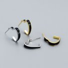 Fashion Black Hollow Heart 925 Sterling Silver Hoop Earrings