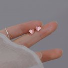 Girl Women Shining Heart 925 Sterling Silver Stud Earrings