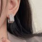 Hollow Rhombic Weave Square Geometry 925 Sterling Silver Hoop Earrings