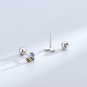 Colorful Rainbow Digital Heart 925 Sterling Silver Screw Stud Earrings