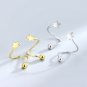 Star Heart Beads Spiral Barbell 925 Sterling Silver Screw Stud Earrings