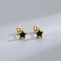 Casual Black Epoxy Star Gold Border 925 Sterling Silver Screw Stud Earrings