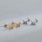 Girl Initial Tiny Butterfly 925 Sterling Silver Screw Stud Earrings