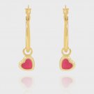 Girl Red Heart 925 Sterling Silver Hoop Earrings