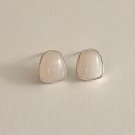 Office Irregular Geometry White Agate 925 Sterling Silver Stud Earrings