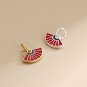 Chinese Traditional Red Epoxy Fan Lantern Letters Ji Silver DIY Charm