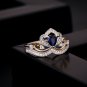 Beautiful Created Sapphire Crown CZ 925 Sterling Silver Ring