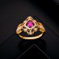 Beautiful Created Ruby CZ Flower 925 Sterling Silver Ring
