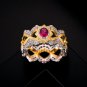 Holiday Oval Created Ruby Sun Hollow Cross CZ 925 Sterling Silver Ring