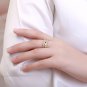 Simple Round Created Sapphire Carved 925 Sterling Silver Ring