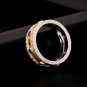 Simple Round Created Sapphire Carved 925 Sterling Silver Ring