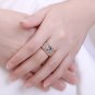 Oval Created Sapphire CZ Hollow 925 Sterling Silver Ring