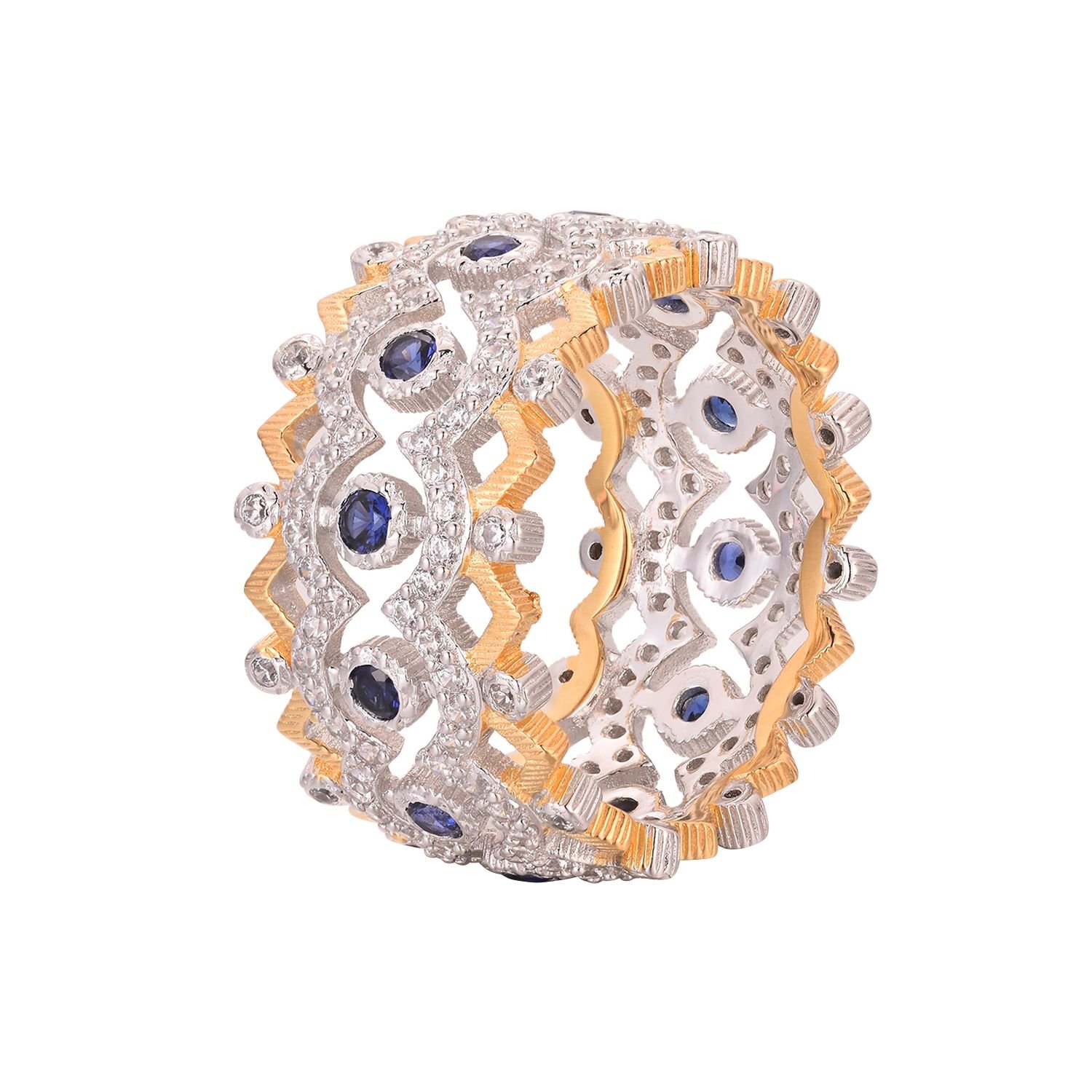 Office Created Sapphire CZ Wave 925 Sterling Silver Ring