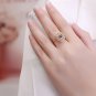 Honey Moon Created Sapphire Heart CZ 925 Sterling Silver Ring