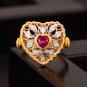 Honey Moon Created Ruby Heart CZ 925 Sterling Silver Ring