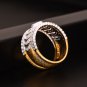 Lady Round Created Sapphire CZ Wave 925 Sterling Silver Ring