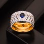 Lady Round Created Sapphire CZ Wave 925 Sterling Silver Ring