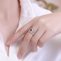 Lady Round Created Sapphire CZ Wave 925 Sterling Silver Ring