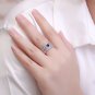 Lady Round Created Sapphire CZ Wave 925 Sterling Silver Ring