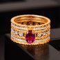 Office Oval Created Ruby CZ Wide 925 Sterling Silver Ring