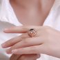 Elegant Oval Created Sapphire Hollow CZ Flower 925 Sterling Silver Ring