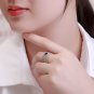 Simple Oval Created Sapphire Hollow CZ Square 925 Sterling Silver Ring