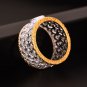 Simple Oval Created Sapphire Hollow CZ Square 925 Sterling Silver Ring