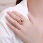 Elegant Oval Created Ruby Hollow CZ Flower 925 Sterling Silver Ring