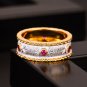 Elegant Round Created Ruby 925 Sterling Silver Ring