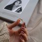 Simple Round Created Opal 925 Sterling Silver Adjustable Ring