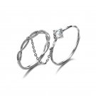Party Natural Moonstone Double 925 Sterling Silver Ring