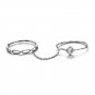 Party Natural Moonstone Double 925 Sterling Silver Ring