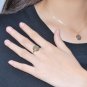 14K Yellow Gold Round Natural Labradorite 925 Silver Ring