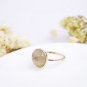 14K Yellow Gold Round Natural Labradorite 925 Silver Ring