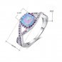 Simple Square Created Opal Purple Twisted CZ 925 Silver Ring